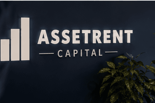Logotipo de AssetRent Capital en la pared de su sede